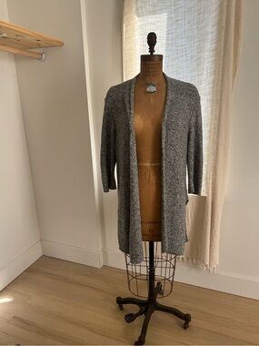 Eileen Fisher Open-Front Heather Gray Knit Cardigan